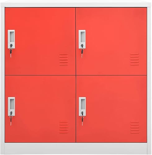 Miniatura 3 de Armario de acero para oficina, armario organizador de escuela en casa, armario de almacenamiento de metal con 4 puertas y llaves, borde fino,