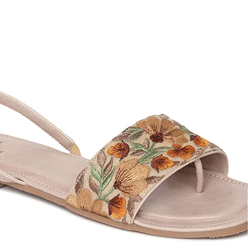 Image of Marc Loire Women's Pair of Embroidered & Embellished Flat Fashion Sandals
