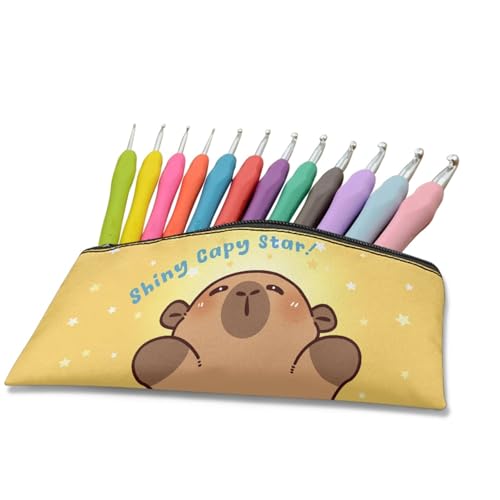 Image of Kawaii Capybara Pencil Case Lightweight Pencil Pouch with Zipper Kawaii Pen Organizer for Toddlers Girls Cute Crayon Pouch for Painting Lesson