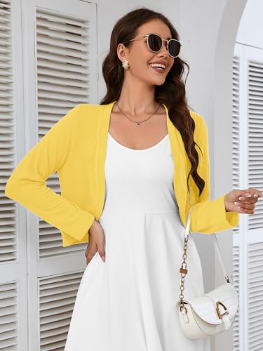 Image of Heymoments Women's Long Sleeve Thin Kintted Shrugs Sweaters Lightweight Cropped Tops Open Front Cardigan for Dress