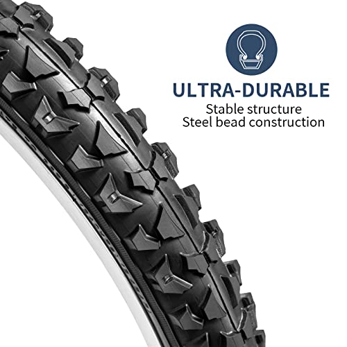 YunSCM 2 Pack 14 inch Bike Tyres 14x2.125 ETRTO 57-254 and Bike Inner Tubes 14x1.75/2.125 AV32mm Schrader Valve Compatible with 14x2.10 14x2.125 bike Tyres Tubes (Y705-1) - Image 2