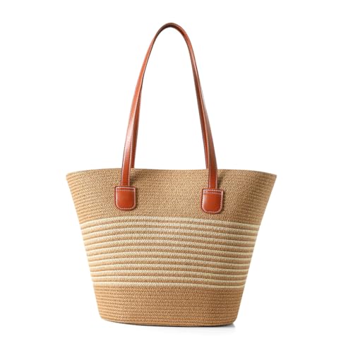 Image of Straw Bags For Women | Travel Straw Totes Bag, Summer Woven Shoulder Bag Handbag
