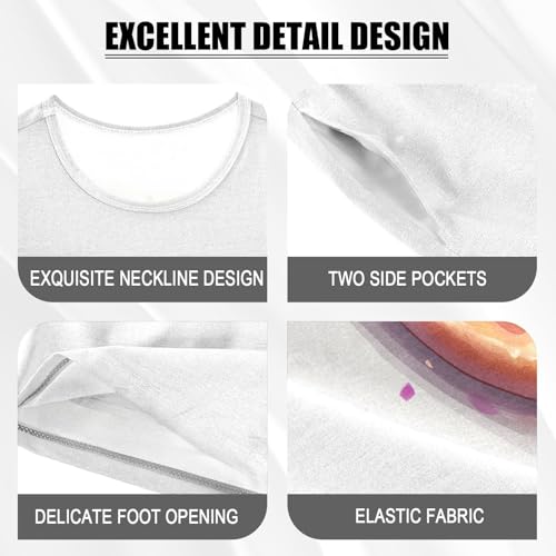 Donut Colorful Sprinkles White Pajama Set Short Sleeve Sleepwear Soft Pajamas Shorts Sets Cotton PJS 5Y4