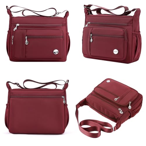 Mintegra M006-BURGUNDY-S Women Shoulder Handbag Roomy Multiple Pockets Bag Ladies Crossbody Purse Fashion Tote Top Handle Satchel thumb #4