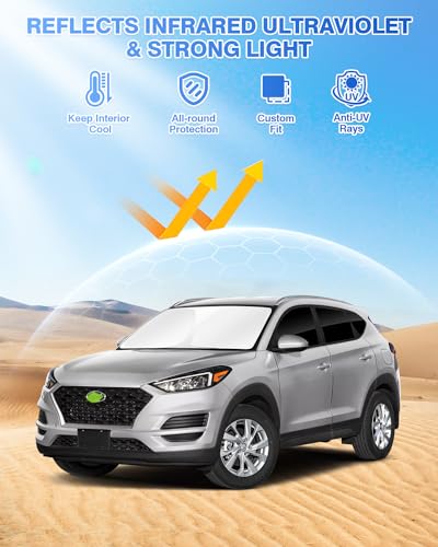 Image of Canvcle Sunshades for Hyundai Tucson 2016-2021 Accessories Windshield Sun Shade Side Rear Window Shade Cover Sun Visor Shield Privacy Protection Keep Vehicle Cool Black 8PCS