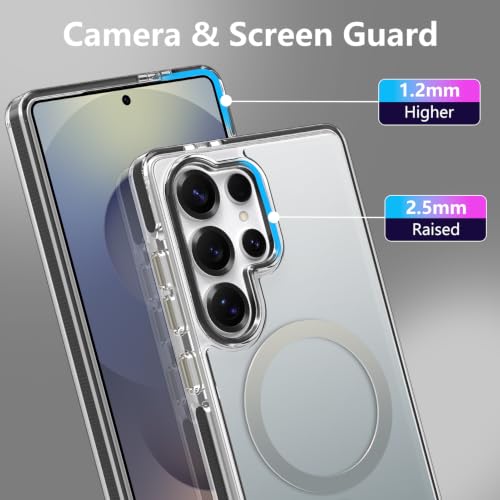 Image of Magnetic Case for Samsung Galaxy S25 Ultra [Compatible with Magsafe] [Anti-Yellowing] [1 Screen Protector] Slim Clear Iridescent Case for Galaxy S25 Ultra 6.9 inch, Black