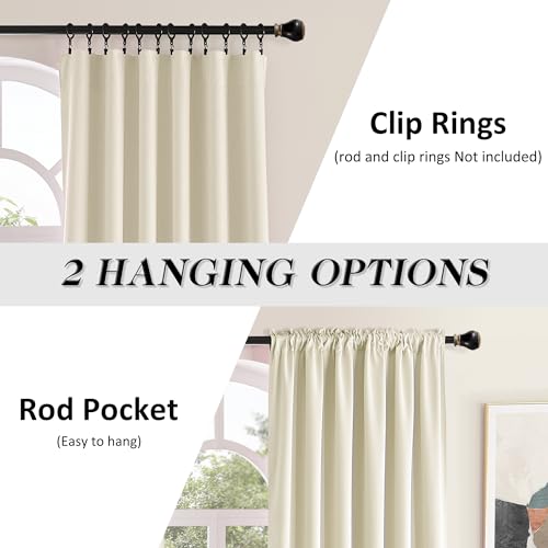 Image of DONREN Patio Door Curtains 96 inch Length, Rod Pocket Top Thermal Insulated Blackout Panels Curtain Drapes for Sliding Glass Door (Cream Beige, 60 inch Wide, 2 Panels)