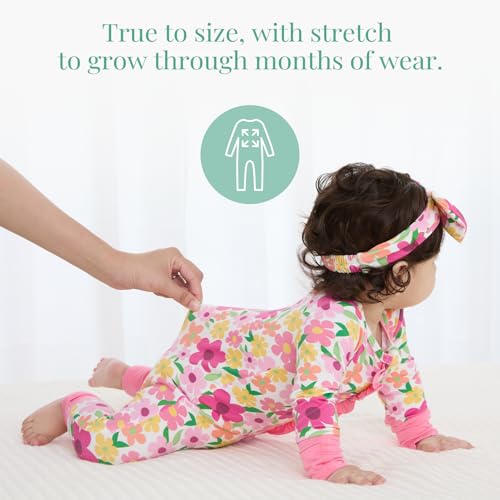 Image of PATPAT Bamboo Viscose Baby Footie with Headband, NB-2T | 2 Way-Zipper, Fold-over mittens and feet, Soft and Breathable, True to size, Stretchy for duration, Comfort in every season