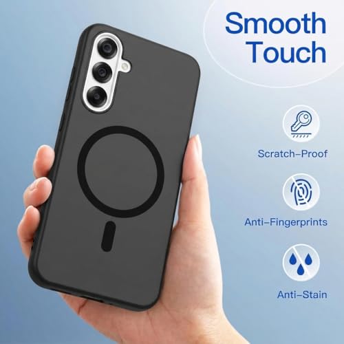 Image of DIZORO Matte Case for Samsung Galaxy A36 Compatible with MagSafe, Camera Lens Full Protection, Shockproof Translucent Frosted TPU Soft Phone Cover, Anti-Fingerprint (Black)