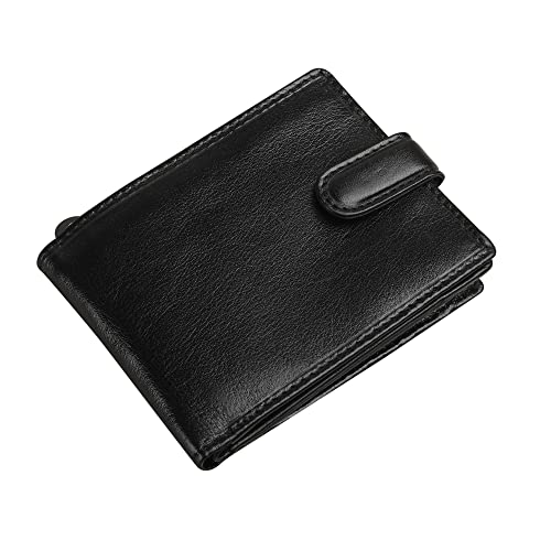TOPSUM LONDON Men's RFID Blocking Billfold Leather Wallet With Large Zip Coin Pocket On The Side 4011