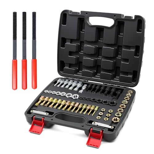 Defabee 61-Piece Thread Repair Kit Metric/UNC/SAE Thread Chaser Set with Taps Dies Files & Pitch Gauge Rethreading Tool for Auto Mechanics DIY - Rethread Damaged Screws Bolts Nuts