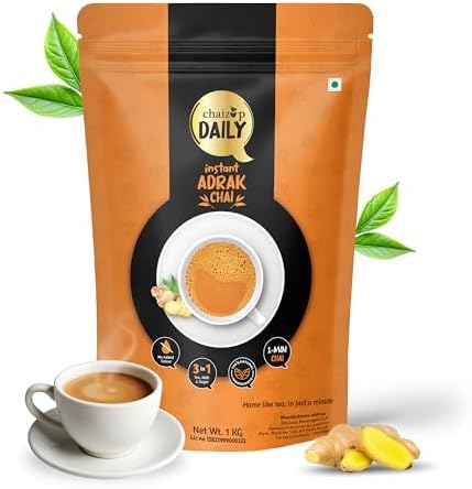 Chaizup Daily 1 Min Instant Adrak Tea Premix - 1kg Poly | Adrak Flavours | Approx. 72 Servings | 1kg
