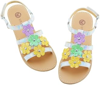 SKABIU Girls Sandals Kids Strap Flat Sandals Open Toe Summer Flower Casual Sandals