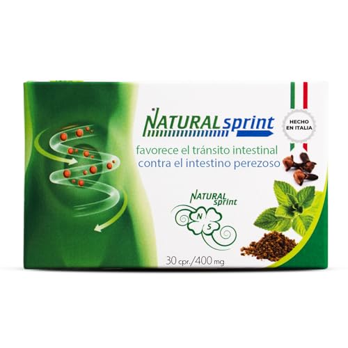 Natural Sprint - Potente laxante para adultos contra el estreñimiento, 100% natural, alivia rápidamente el estreñimiento y favorece el tránsito intestinal - 30 comprimidos, 400 mg.