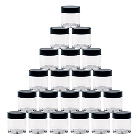 21pcs 10 Gram 10ml Jars, Sample Pots, Mini Jars With Lids, Clear Round Plastic Jars With 2 Mini Spatulas For Various Cosmetic Products, Samples, Eye Shadow Lip Balm, and Nail Powder Cover