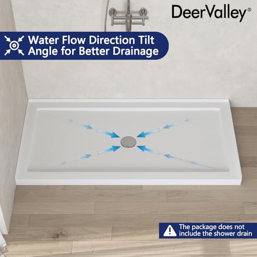 Image of DeerValley 60 inchL X 30 inchW Center Drain Shower Base in White