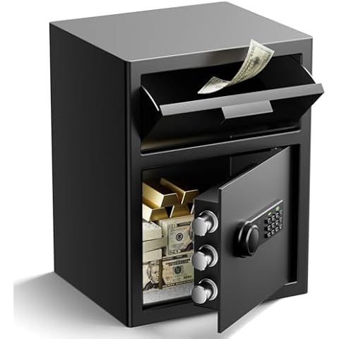 Depository Drop Safe 2.6 Cubic Feet, Xdeer Front Drop Slot Lock Box with Digital Combinatio, Silent Deposit Safe Box, Security Money Safe for Cash Slips Expense Business Office Home coin locker Cover