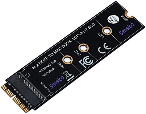 M.2 Nvme Ssd Convert Adapter Card For Macbook Air Pro Retina (Year 2013-2017), Sensico Nvme/Ahci Ssd Upgraded Kit For A1465 A1466 A1398 A1502(Not Fit Early 2013 Macbook Pro) (Black Long Adapter)