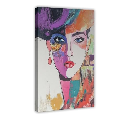 Impression sur toile femme colorée 40x60 cm pour salon moderne