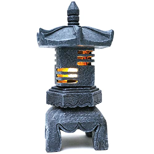 Mibung Solar Pagoda Lantern Outdoor Statue, Peaceful Pagoda Sculpture With Solar Lotus Light, Asian Decor Zen Garden Art Japanese Temple Pagoda Lamp For Patio Yard Lawn Home Decorations #TOP2