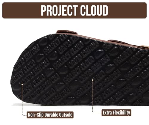 Image of Project Cloud 100% Genuine Leather Beach Sandals for Women 2026 with Lightweight & Comfortable Slides for Women - Non Slip with Memory Foam Slingback Womens Sandals 2026 (Garda)