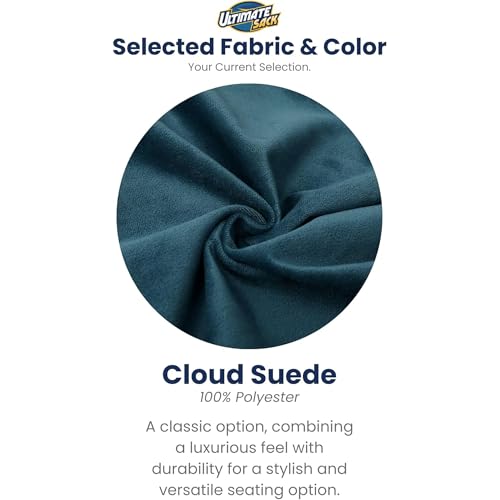 Image of ULTIMATE SACK 6000 6-Foot Bean Bag Chair with Footstool, Cloud Suede Cover - Oversized Foam Lounger, Floor Seat, Small Sofa, or Couch Bed for Living Area, Gaming Room, or Reading Lounge
