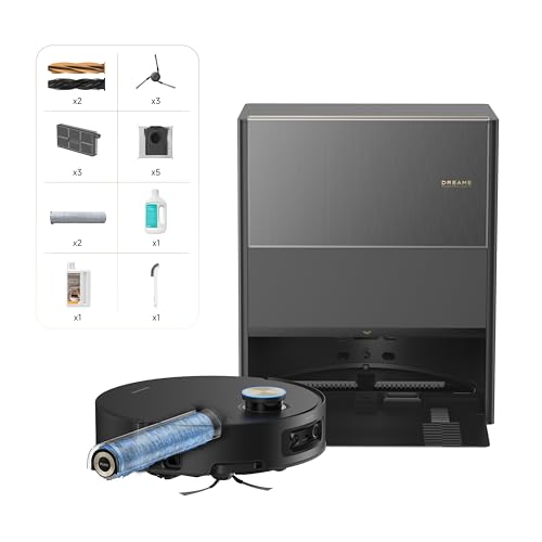 Image of DREAME Aqua10 Ultra Roller Complete Robot Vacuum and Mop & 30,000Pa Suction, Self-Cleaning Dock & Extending Roller Mop, Heat-Washes & Dries, Carpet Protection, AI Camera & LiDAR Avoidance Tech (Black)
