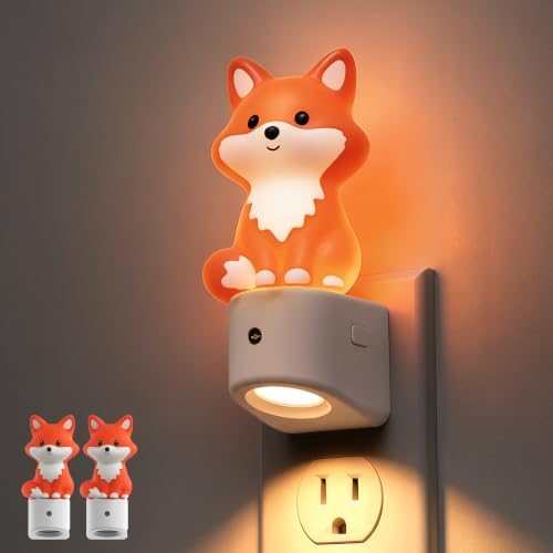 Image of L LOHAS LED Night Light for Kids,Kids Night Light,Dusk to Dawn Sensor | 3D Cute Brown Fox Night Lights,RGB+Soft White 3000K,Birthday Gift Nightlight for Kids, Room Decor 2 Pack