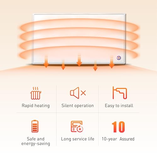 Hocosyme Infrarotheizung mit Thermostat 1200 Watt,weiße infrarotheizung Wandmontage,Wochentimer - Elektroheizung mit Überhitzungsschutz - TÜV. – Bild 5