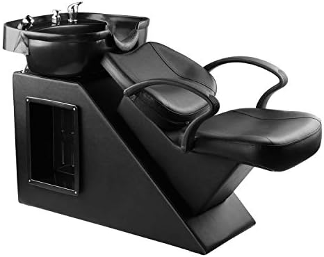 Ainfox Shampoo Barber Backwash Chair, ABS Plastic Shampoo Bowl Sink Chair for Spa Beauty Salon (black)