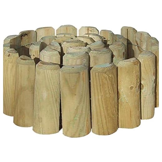 PaMeer-Natural Wooden Border Edging, Roll Log Roll Border Edging, Flexible Garden Borders Edging, Garden Fence, Lawn Edging Border Wooden 1.8m x 15cm