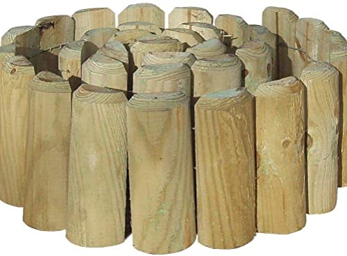 PaMeer-Natural Wooden Border Edging Roll Log Roll Border Edging Flexible Garden Borders Edging Garden Fence Lawn Edging Border Wooden 1.8m x 15cm