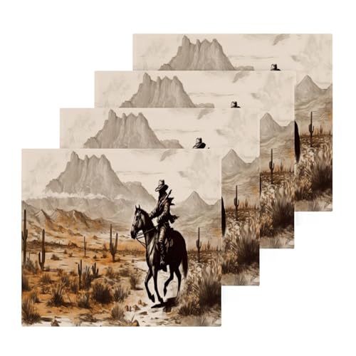 xigua Western Cowboy Washcloths Towels, Highly Absorbent and Soft Cotton Face Cloths, 2 Pack Quick Dry Wash Cloths - 12 X 12 Inches