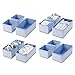 mDesign Juego de 12 cajas organizadoras – Cestas de tela transpirables con diseño de espiga para pañales, baberos, etc. – Versátiles organizadores de cajones para habitación infantil – azul