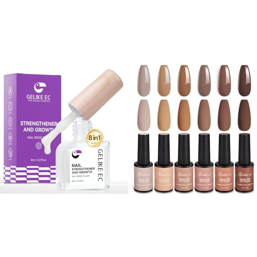 Nail Ridge Filler and Brown Gel Nail Polish Set