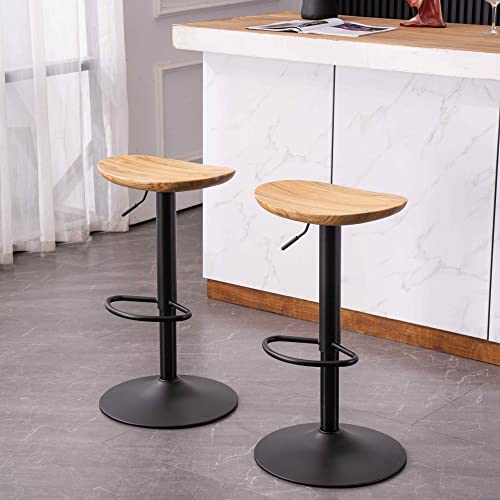 Youtaste Wooden Bar Stools Set Of 2 Adjustable 360° Swivel Counter Height Barstools Vintage Rustic Kitchen Dining Bar Chairs 300 Lbs Black Brown #TOP30