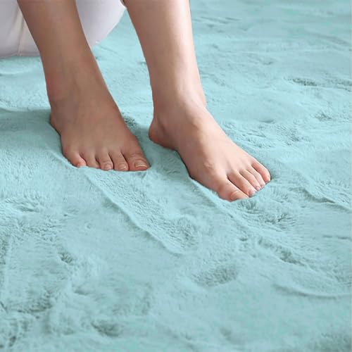 Image of Super Soft Rabbit Fur Silk Wool Carpet Thick and Washable Area Rug for Living Room and Bedroom (Pista Green, 3 x 5 Feet)
