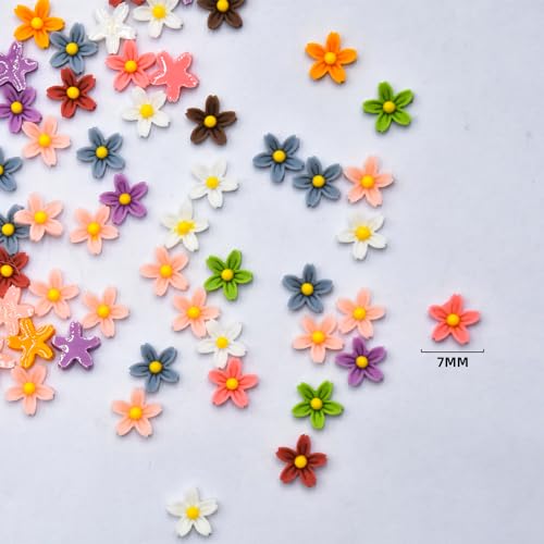 Image of 100PCS Mini Resin Daisy Flowers Dollhouse Mini Things Miniature Flowers for Crafts Tiny Things for Fairy Garden Dollhouse Micro Landscaping Decoration
