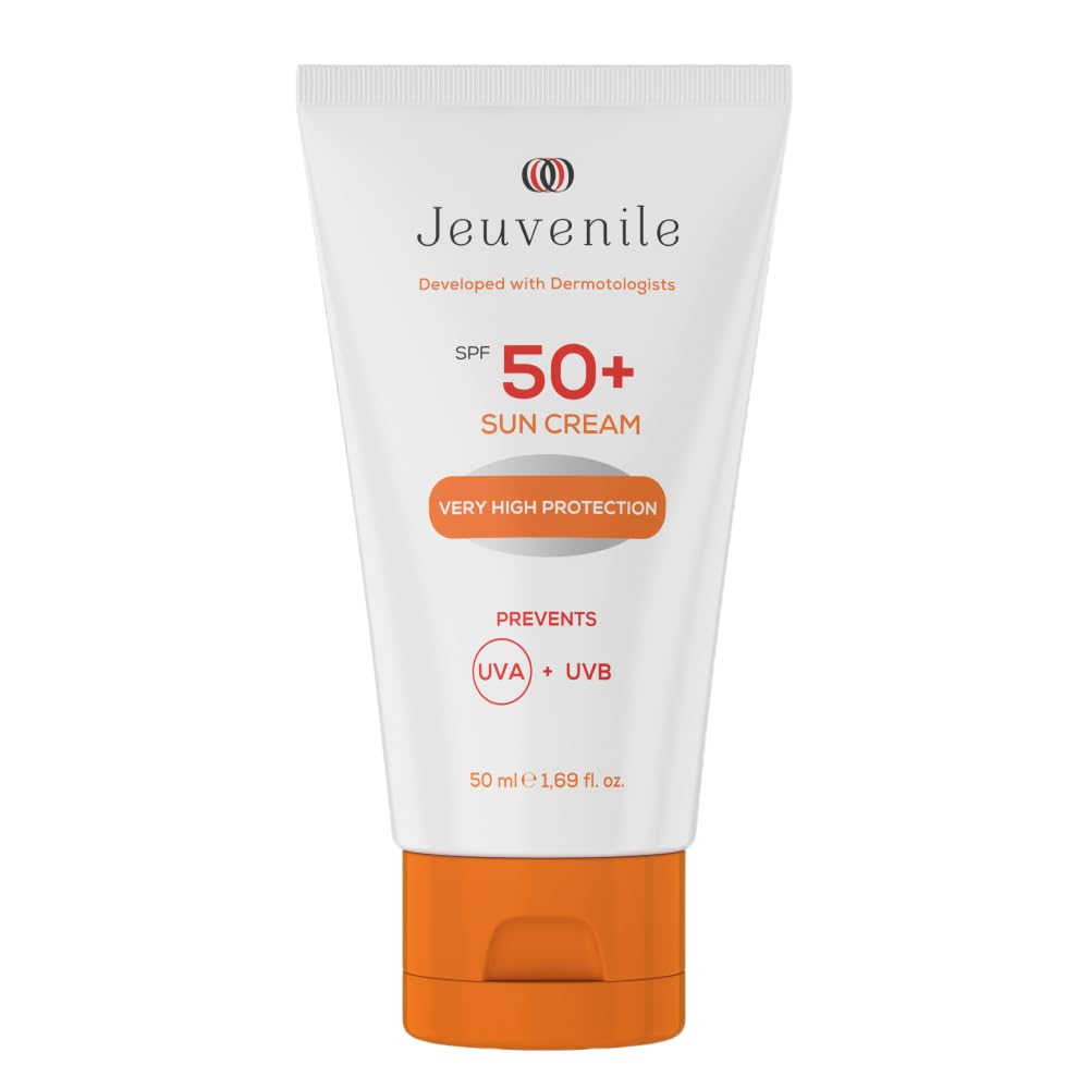 Jeuvenile Face Sun Cream SPF 50 - Blemish Control and Dark Spot Remover Hydrating Sunscreen with Vitamin E, Lightweight Moisturiser for Women and Men | All Skin Types | 50 ml.