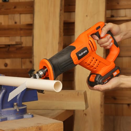 Yunirvana 20V Cordless Reciprocating Saw, 0-3000 SPM Variable Speed, Tool-Free Blade Change, Includes 3 Wood Blades & 2 Metal Blades, with 2000mAh Battery & Fast Charger 7 Yunirvana 20V Cordless Reciprocating Saw, 0-3000 SPM Variable Speed, Tool-Free Blade Change, Includes 3 Wood Blades & 2 Metal Blades, with 2000mAh Battery & Fast Charger - Image 7