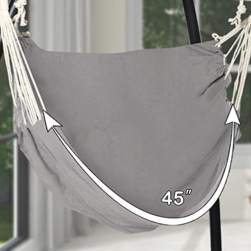 C-Type Hammock Chair Stand Only, Hammock Stand For Hanging Chairs, Tree Tent, Hammock Rack Stand For Indoor/Outdoor, Loungers, Swings, Patio, Adjustable Height, Yard (X Type/Grey Stripes) #TOP4