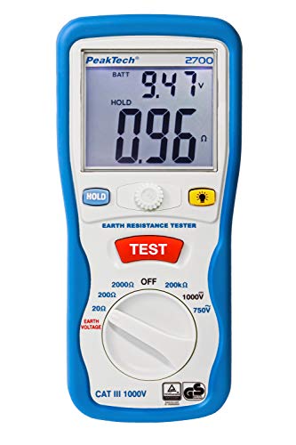 PeakTech P 2700 2700 - digitale aardingsmeter met verlicht dubbel LCD-display en 2 aardingsstaven, bodemweerstand… - Image 5