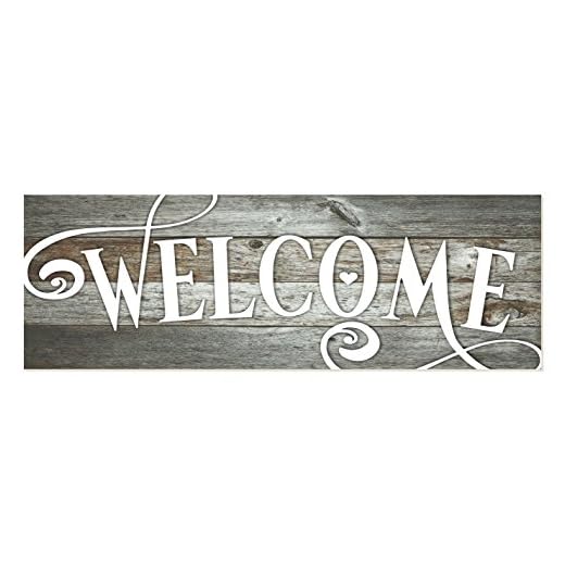 Welcome Rustic Wood Wall Sign 6x18 (Gray)