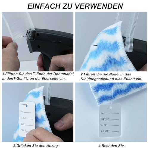 JASFLY Etikettierpistole Gun, Etikettiergerät Kleidung, Etikettierpistole mit Etiketten mit 5 Ersatznadeln + 5000 Heftfäden +500 Preisschilder für Kleidung Etiketten Preis Marke Tags Schild Label Hut