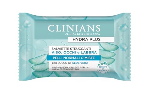 CLINIANS | Toallitas Desmaquillantes Hydra Plus, Oftalmológicamente Testadas, Made in Italy, Pack de 25 Toallitas