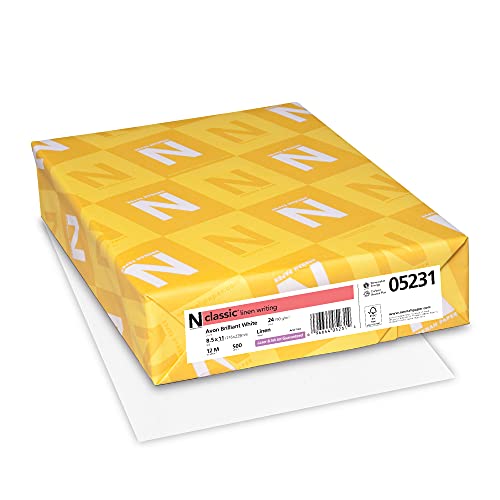 Neenah Classic Crest Paper, 8.5" X 11", 24 Lb, Linen Finish, Avon Brilliant White, 500 Sheets (05231) #TOP26