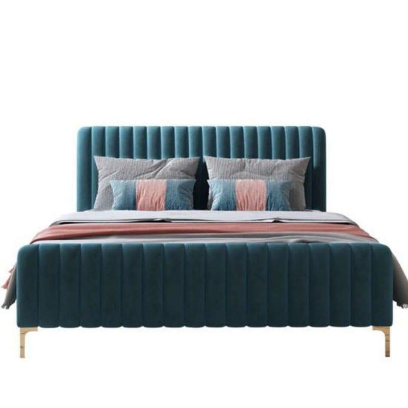 Image of Wakeup India Trevinox Queen Size Bed 78x60 Inch | Suede Fabric Bed | Bedroom Furniture | Premium Upholstery Bed | No Storage | 1 Year Warranty