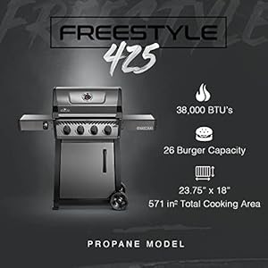 Napoleon freestyle 425 propane gas grill graphite grey 4 burners  urban country home decor