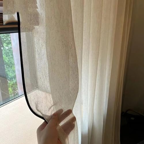 Rideaux transparents de 228,6 cm avec œillets en fil de lin creux polyester