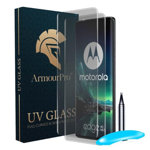Image of ArmourPro 2 Pack Matte UV Tempered Glass for Motorola Edge 40 Neo and Motorola Edge 40 5G, Premium Curved Screen Protector with Anti-Glare Finish, Edge-to-Edge Coverage, Fingerprint Friendly and Case Friendly